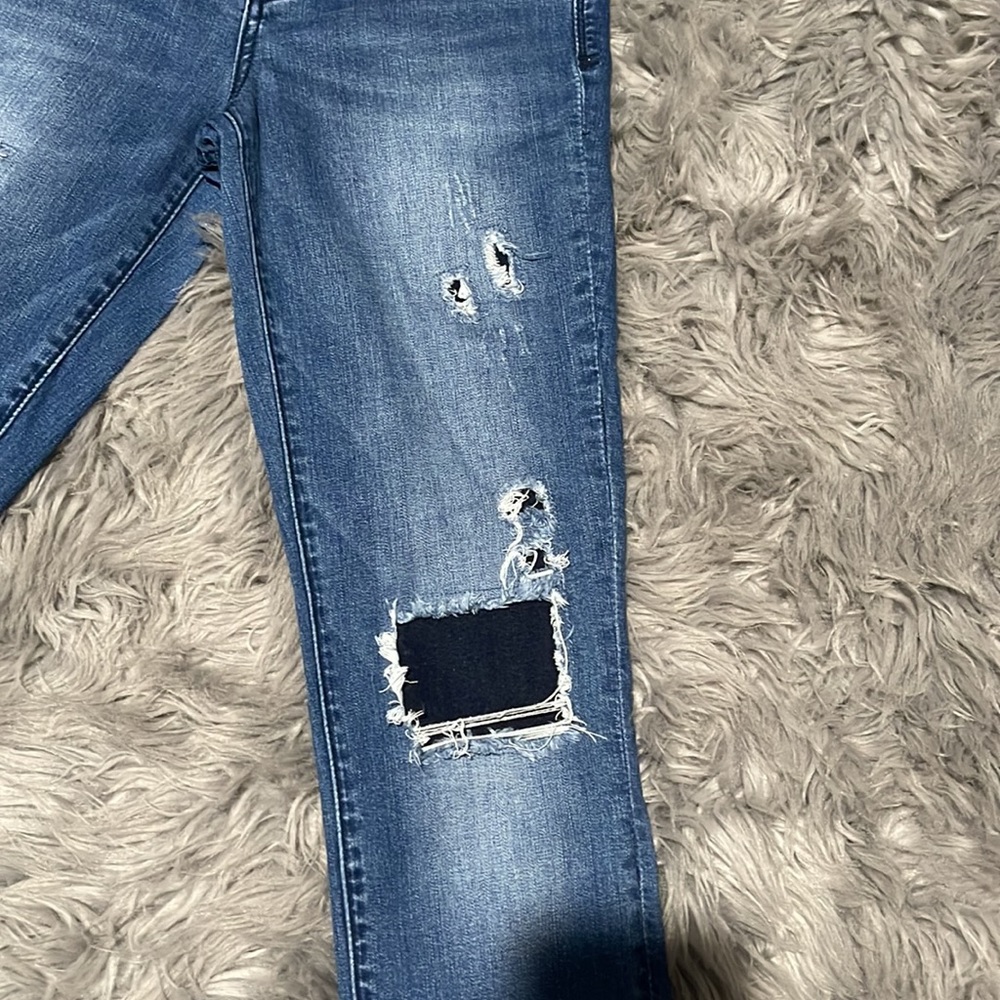 Bebe Embroidered Patch Work Distressed - image 4